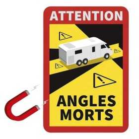 Sticker magnÃ©tique Attention Angles Morts! camping-car