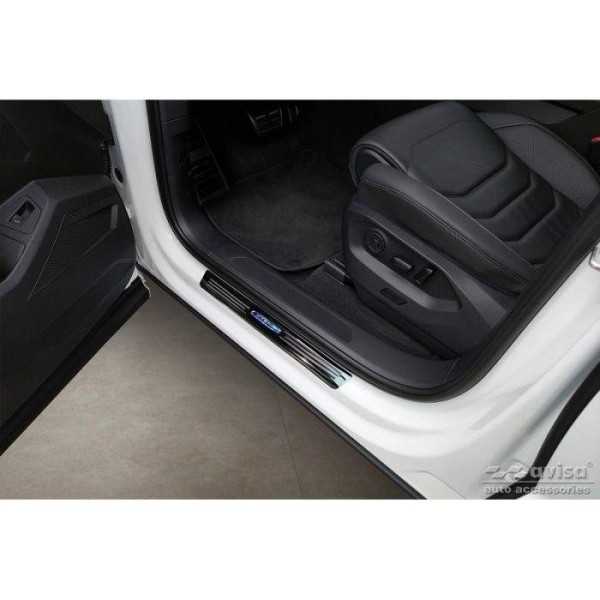 Seuils de portes inoxydable noir sur mesure pour Volkswagen Touareg...