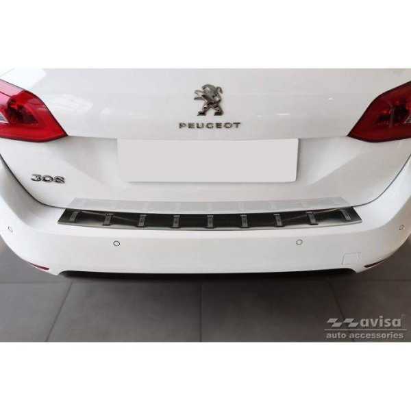 Protection de seuil arrière inox noir sur mesure pour Peugeot 308 S...