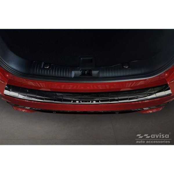 Protection de seuil arrière inox Noir-Chromé sur mesure pour Ford K...