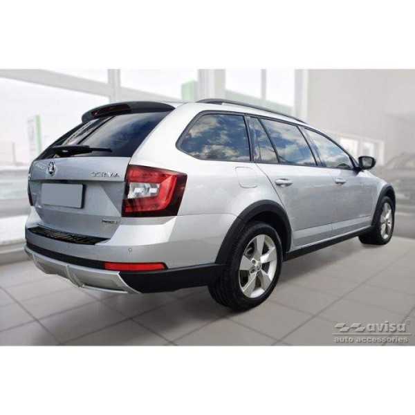 Protection de seuil arrière inox noir sur mesure pour Skoda Octavia...