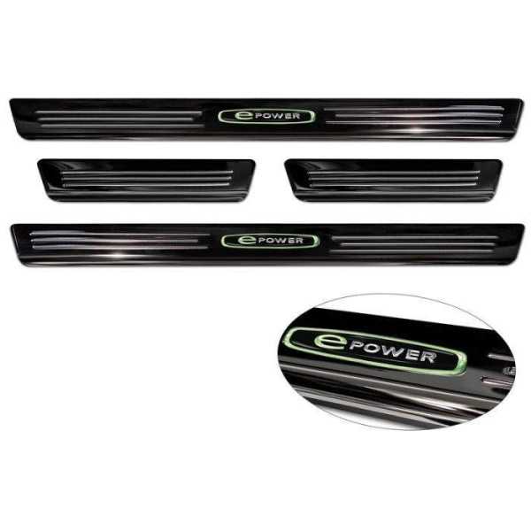 Seuils de portes inoxydable noir sur mesure pour Volkswagen ID.4 2020- 'E-Power' - 4-piÃ¨ces