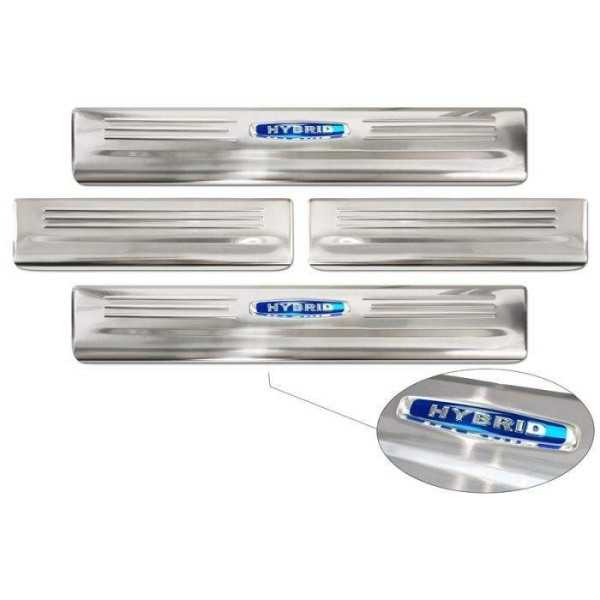Seuils de portes inoxydable sur mesure pour Toyota Highlander XU70 2020- 'Hybrid' - 4-piÃ¨ces