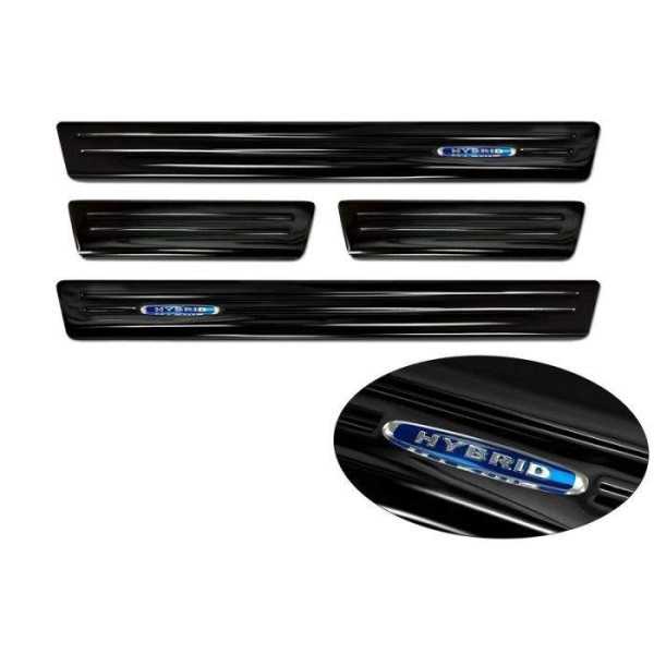 Seuils de portes inoxydable noir sur mesure pour Opel Grandland X 2017-2021 & Facelift 2021- 'Hybrid' - 4-piÃ¨ces