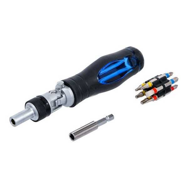 Jeu dâ€™embouts de tournevis articulÃ© avec poignÃ©e rotative Ã  fonction cliquet rÃ©versible 14 piÃ¨ces