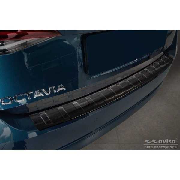 Protection de seuil arriÃ¨re inox noir sur mesure pour Skoda Octavia IV Liftback 2020- 'Ribs'