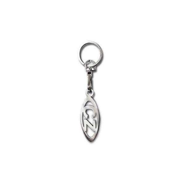 Porte-clÃ©s en acier inoxydable - 'CZ' dans une ellipse (Argent)