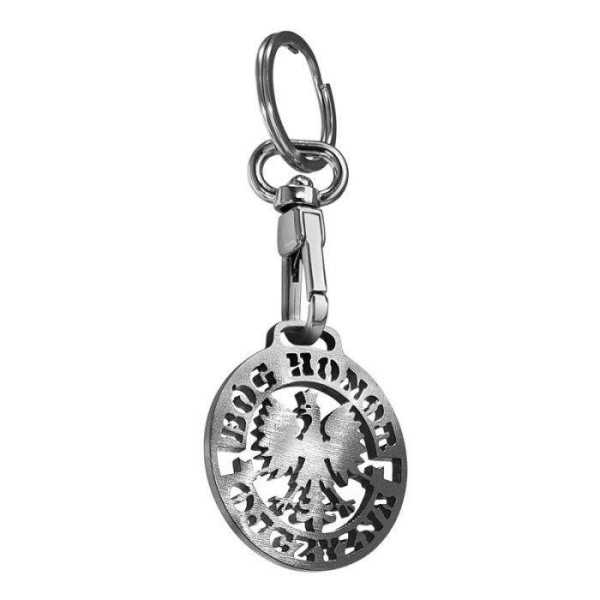 Porte-clÃ©s en acier inoxydable - 'BHO' (Argent)