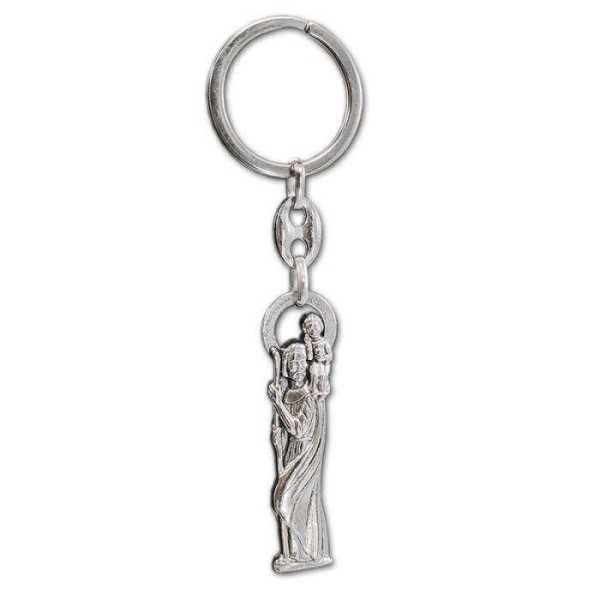 Porte-clÃ©s en acier inoxydable - 'St.Christopher' (Argent)