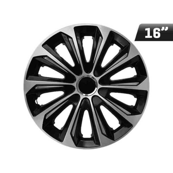 Enjoliveurs EXTRA STRONG argent - noir 16 Pouces  4 pcs.