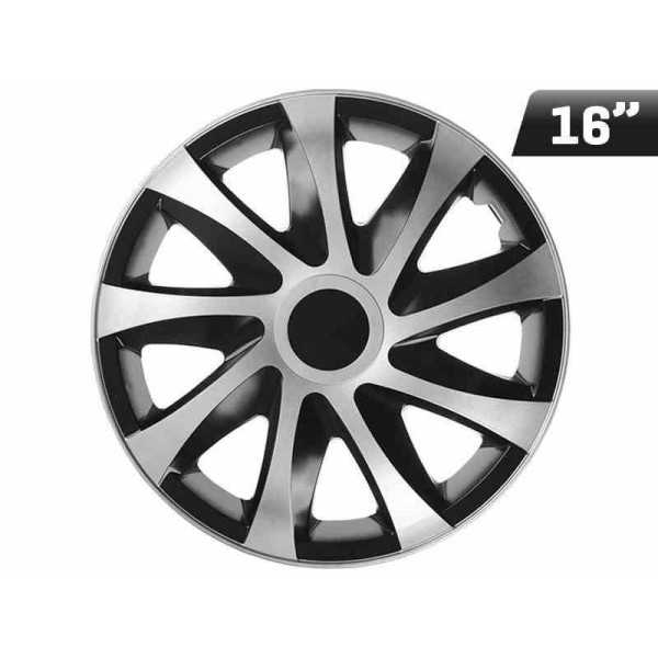 Enjoliveurs DRACO CS argent - noir 16 Pouces  4 pcs.