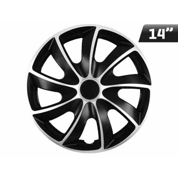 Enjoliveurs QUAD BICOLOR argent - noir 14 Pouces  4 pcs.