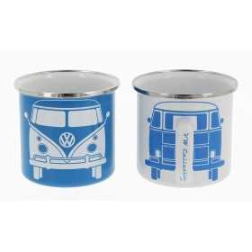VW T1 BUS TASSES ÉMAILLÉES 2er SET 350ml - AVANT/BLANC ET BLEU |  |...