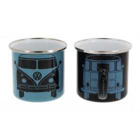 VW T1 BUS TASSES Ã‰MAILLÃ‰ES 2er SET 350ml - AVANT/NOIR ET ESSENCE