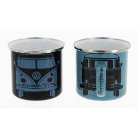 VW T1 BUS TASSES ÉMAILLÉES 2er SET 350ml - AVANT/NOIR ET ESSENCE | ...