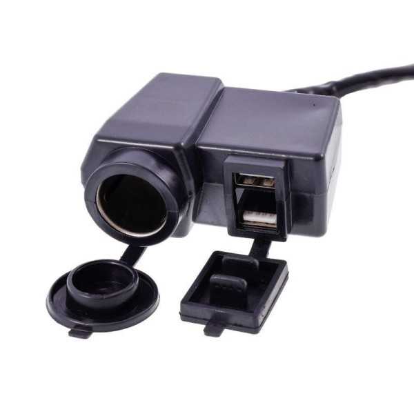 Chargeur moto 2xUSB 4.2A avec voltmÃ¨tre et prise allume-cigare EURO