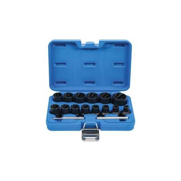 Jeu de douilles spiralÃ©es/extracteur de vis 12 5 mm 1/2" 8 27 mm 16 piÃ¨ces