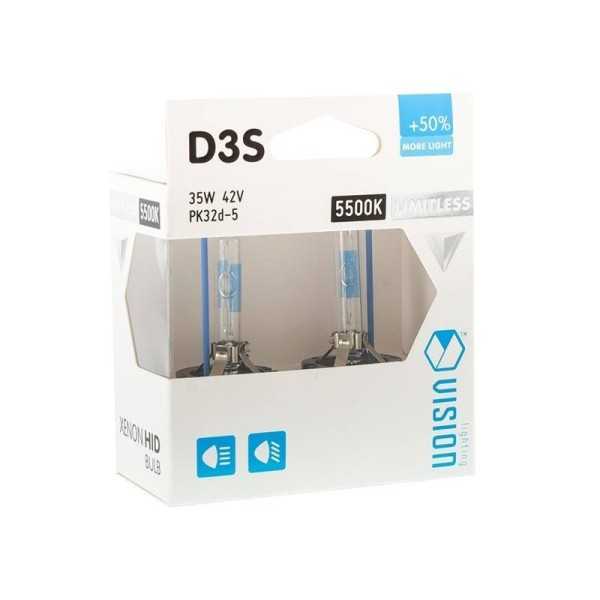 Ampoules Xénon VISION D3S 5500K 42V 35W PK32d-5 +50% Limitless Blan...