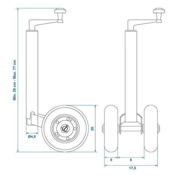 Roue jockey double 48 mm, avec pneus en PU solide, 200 x 50 mm | Pr...