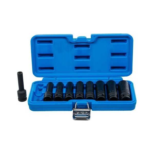 Jeu de douilles Ã  choc profil E longues 12 5 mm 1/2" E10 E24 9 piÃ¨ces
