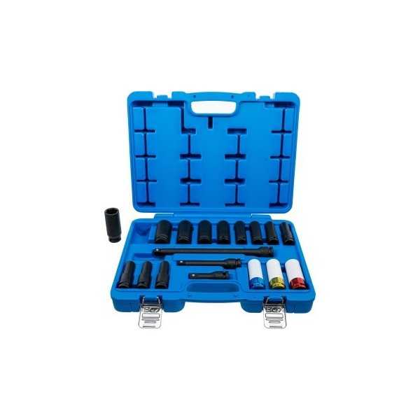 Jeu de clÃ©s Ã  douilles et de douilles de puissance avec protection six pans 12 5 mm 1/2" 10 24 mm 18 piÃ¨ces