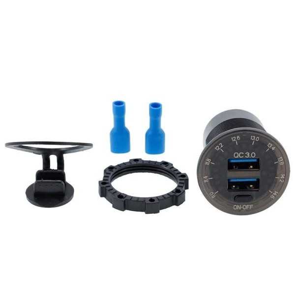 Chargeur intégré USB QC3.0 + USB 6A avec voltmètre |  | Chargeur Té...