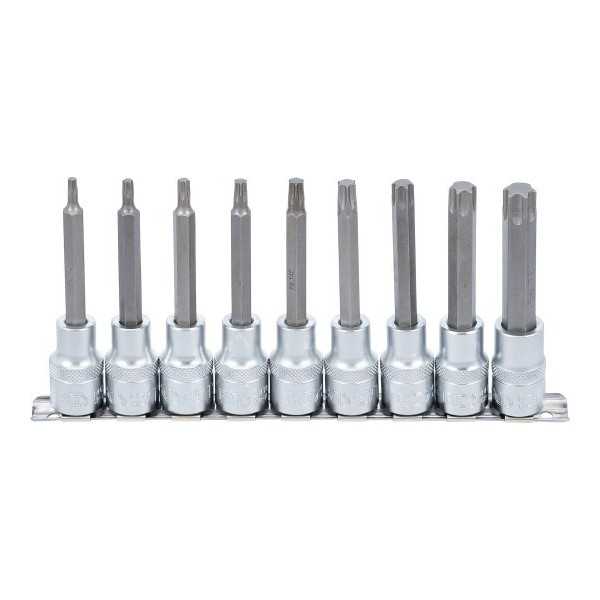 Jeu de douilles Ã  embouts carrÃ© femelle 12 5 mm 1/2" profil T pour Torx 9 piÃ¨ces