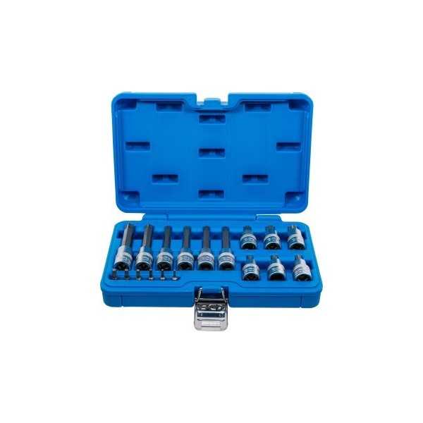 Jeu de douilles Ã  embouts 6 3 mm 1/4" / 12 5 mm 1/2" Profil T pour Torx 18 piÃ¨ces