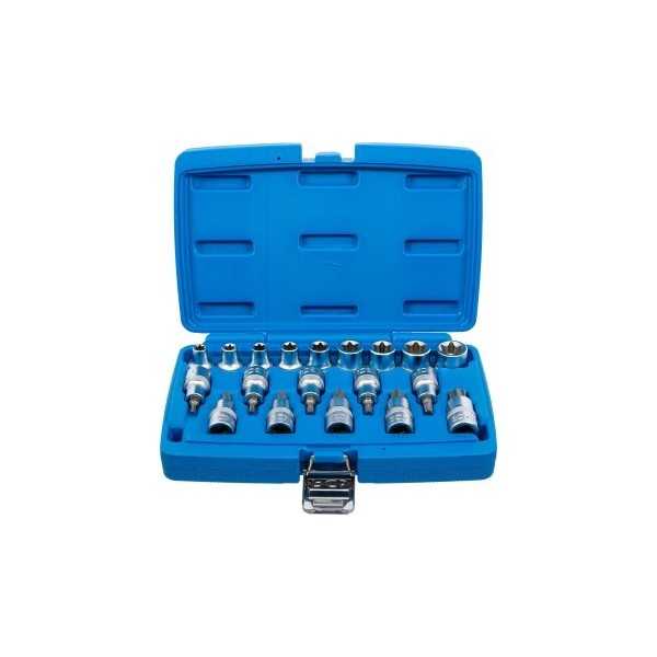 Jeu de douilles Ã  embouts / de clÃ© Ã  douille 12 5 mm 1/2" Profil E/profil T pour Torx /Profil E 19 piÃ¨ces