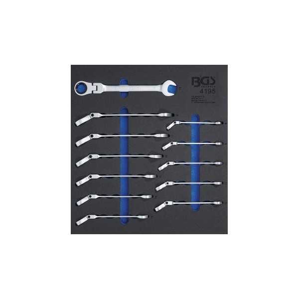 Insert de servante d'atelier 2/3 : Jeu de clÃ©s mixtes Ã  cliquet Ã  couder 8 19 mm 12 piÃ¨ces