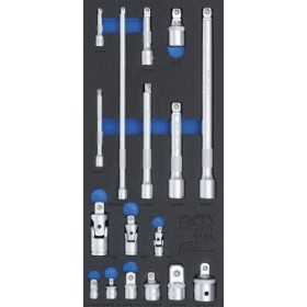 Insert de servante d'atelier 1/3 : Jeu de rallonges d'adaptateurs et d'articulations 17 piÃ¨ces