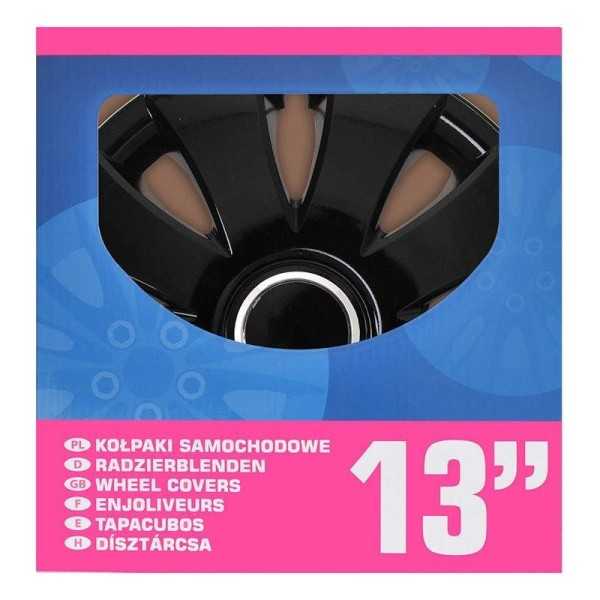 Jeu d'enjoliveurs de roues Aura noir 13 pouces 4 piÃ¨ces en boÃ®te vitrine