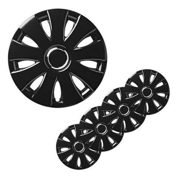 Jeu d'enjoliveurs de roues Aura noir 15 pouces 4 pièces en boîte vi...
