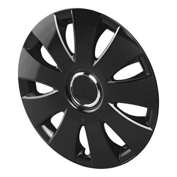 Jeu d'enjoliveurs de roues Aura noir 15 pouces 4 pièces en boîte vi...