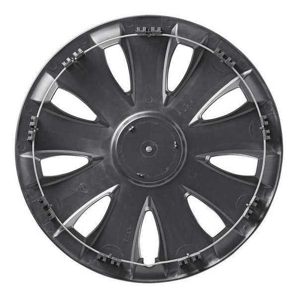 Jeu d'enjoliveurs de roues Aura noir 15 pouces 4 pièces en boîte vi...