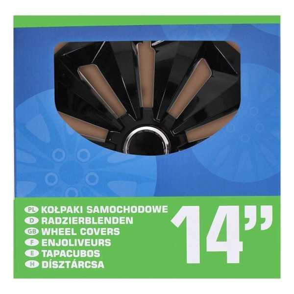 Jeu d'enjoliveurs de roues Fox noir 14 pouces 4 piÃ¨ces en boÃ®te vitrine