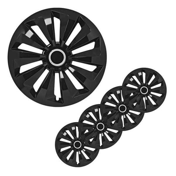Jeu d'enjoliveurs de roues Fox noir 14 pouces 4 pièces en boîte vit...