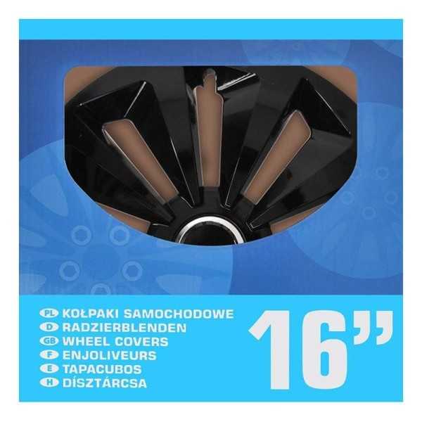 Jeu d'enjoliveurs de roues Fox noir 16 pouces 4 piÃ¨ces en boÃ®te vitrine