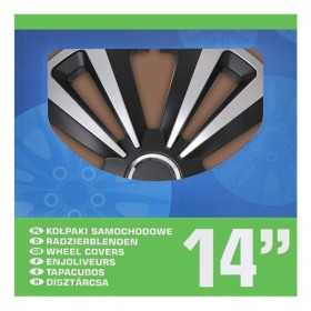 Jeu d'enjoliveurs de roues Terra argent noir 14 pouces 4 piÃ¨ces en boÃ®te vitrine