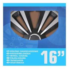 Jeu d'enjoliveurs de roues Terra argent noir 16 pouces 4 piÃ¨ces en boÃ®te vitrine