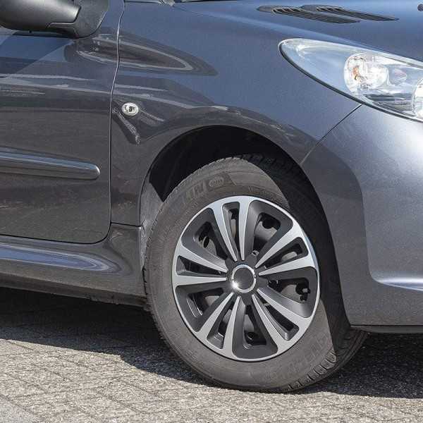 Jeu d'enjoliveurs de roues Terra argent noir 16 pouces 4 pièces en ...