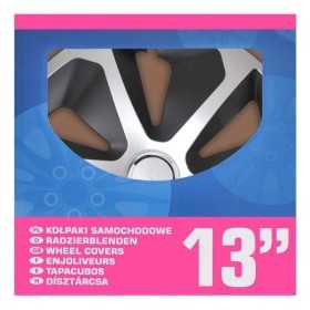 Jeu d'enjoliveurs de roues Roco argent noir 13 pouces 4 piÃ¨ces en boÃ®te vitrine