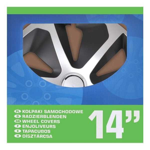 Jeu d'enjoliveurs de roues Roco argent noir 14 pouces 4 piÃ¨ces en boÃ®te vitrine