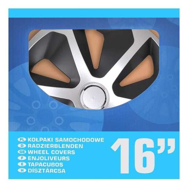 Jeu d'enjoliveurs de roues Roco argent noir 16 pouces 4 piÃ¨ces en boÃ®te vitrine