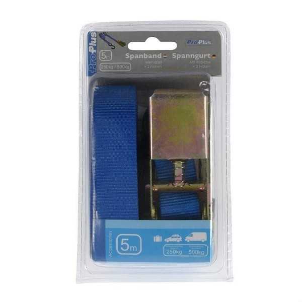 Sangle d'arrimage bleu avec tendeur à cliquet et 2 crochets 5 mètre...