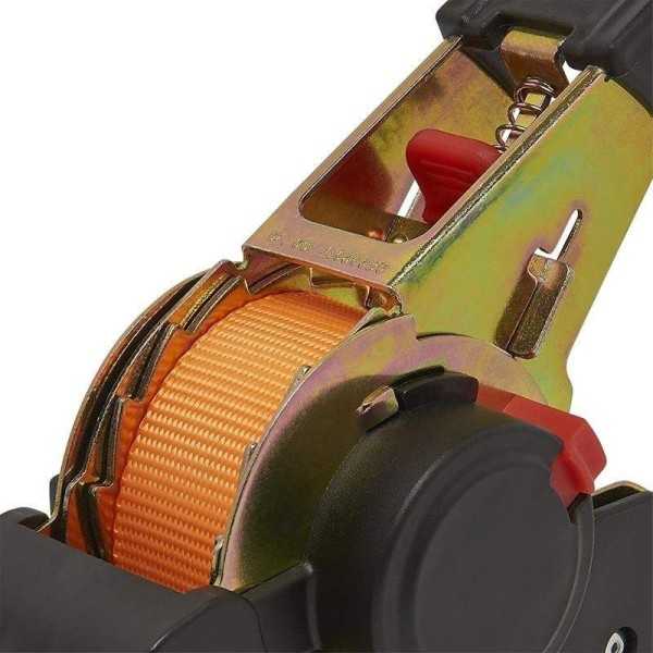 Sangle d'arrimage avec tendeur à cliquet et 350cm 320kg auto-enroul...
