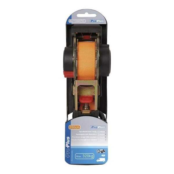 Sangle d'arrimage avec tendeur à cliquet et 350cm 320kg auto-enroul...