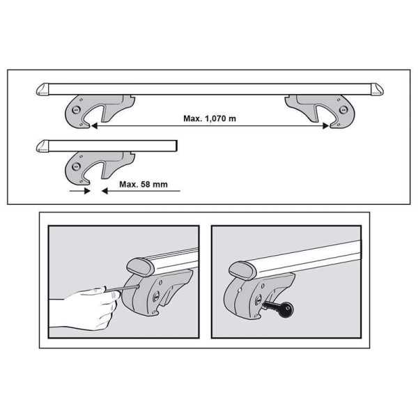 Barres de toit 120cm aluminium 90kg | ProPlus | Barre de Toit