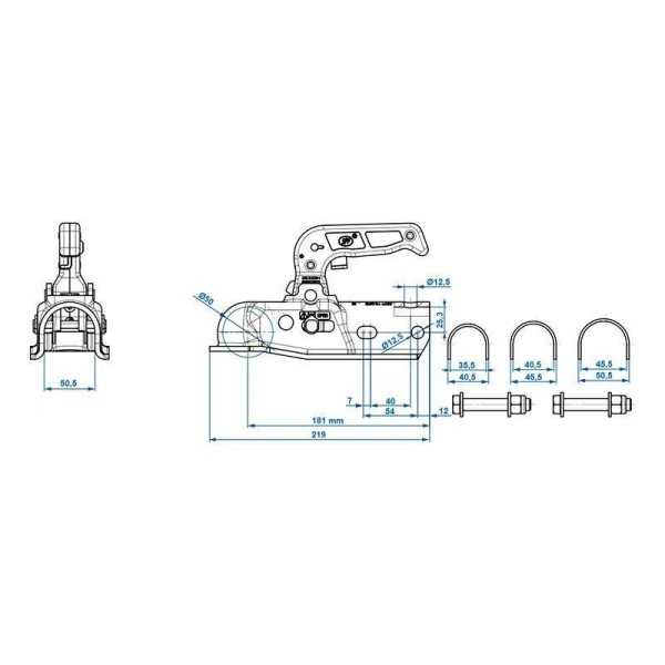 Tête d'attelage acier ronde 40 45 50mm 2300kg freinée | ProPlus | T...