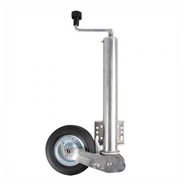 Roue jockey 60mm jante mÃ©tal avec pneu caoutchouc 200x60mm pliable